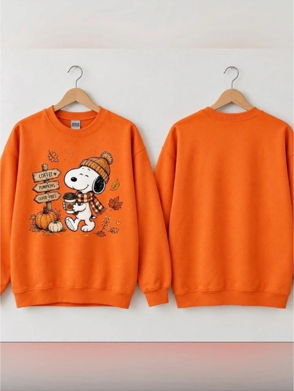 Gildan Cute Snoopy Halloween Sweatshirt in Orange, Vintage For Unisex